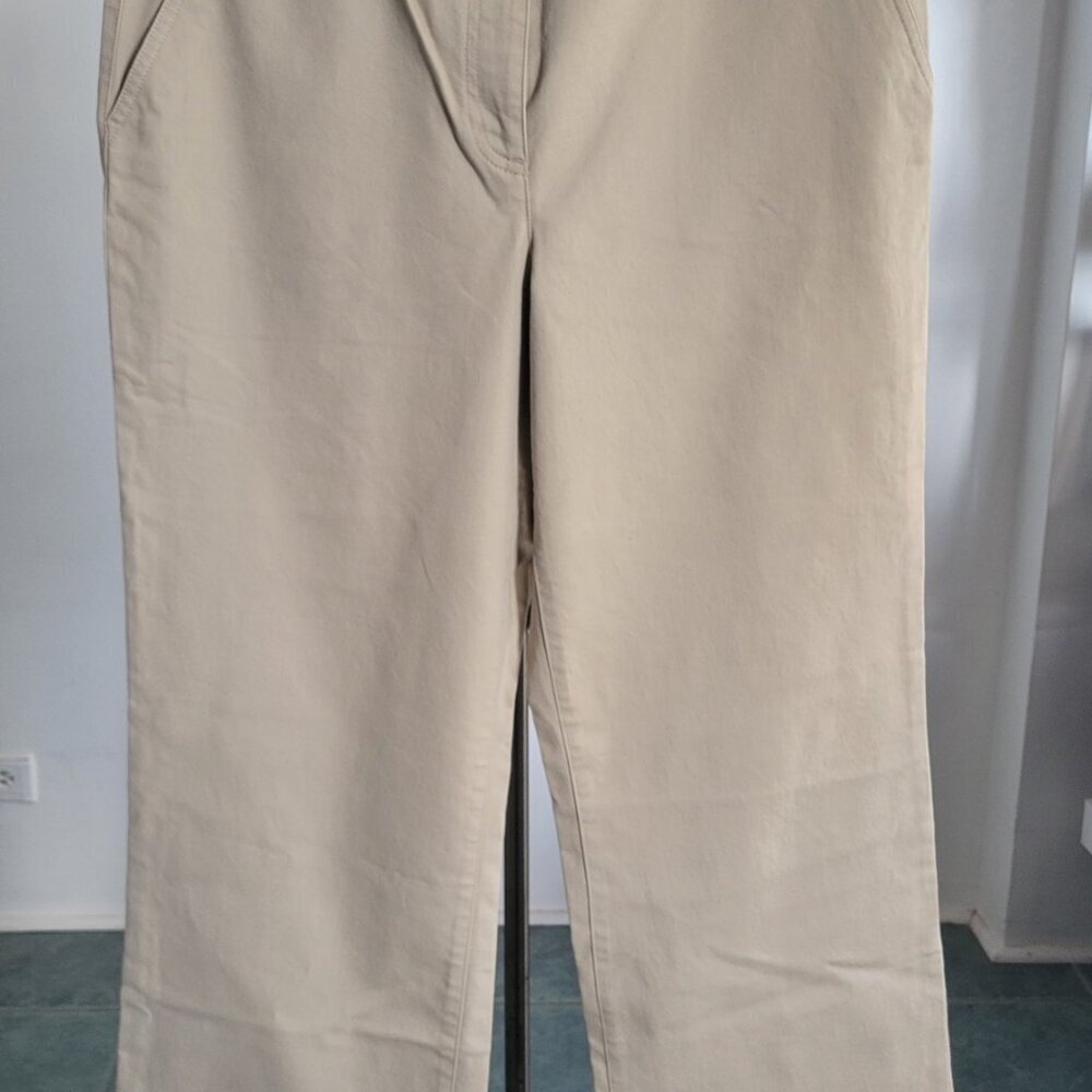 New Talbots Slimming Stretch Denim Wide Cream Leg Pants (Size: 12) - Picture 11 of 13